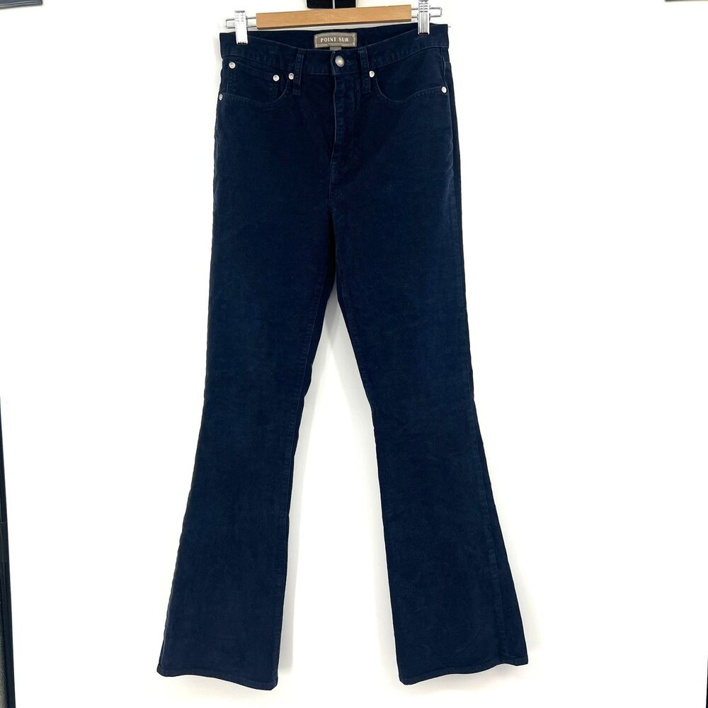 Point Sur Skinny Flare Navy Blue Bootcut Corduroy Pants Women's 26
